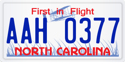 NC license plate AAH0377