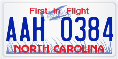 NC license plate AAH0384