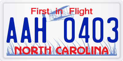 NC license plate AAH0403