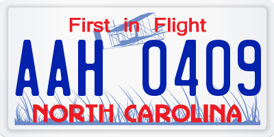 NC license plate AAH0409