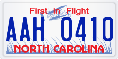 NC license plate AAH0410