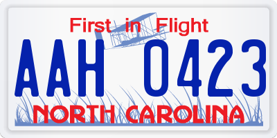 NC license plate AAH0423