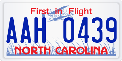 NC license plate AAH0439