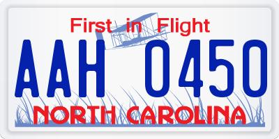 NC license plate AAH0450
