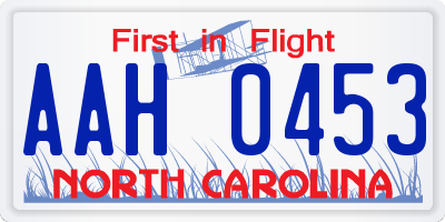 NC license plate AAH0453
