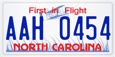 NC license plate AAH0454