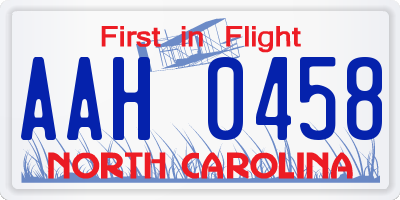 NC license plate AAH0458
