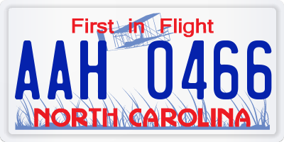 NC license plate AAH0466