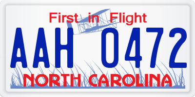 NC license plate AAH0472