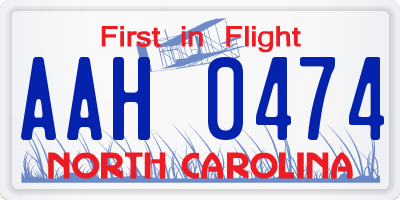 NC license plate AAH0474