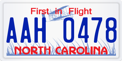 NC license plate AAH0478