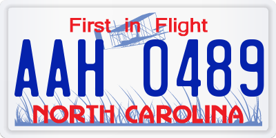 NC license plate AAH0489