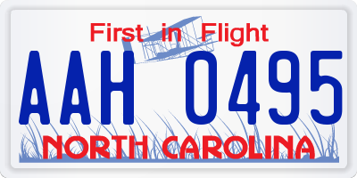 NC license plate AAH0495