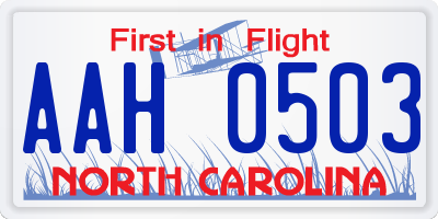 NC license plate AAH0503