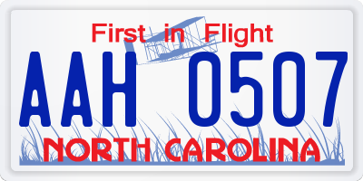 NC license plate AAH0507