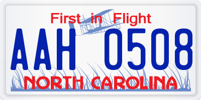 NC license plate AAH0508