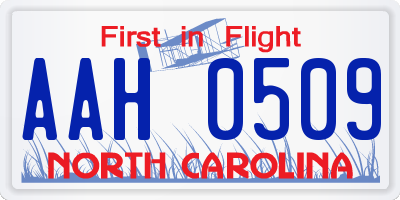 NC license plate AAH0509