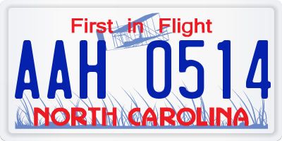 NC license plate AAH0514
