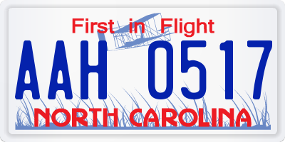 NC license plate AAH0517