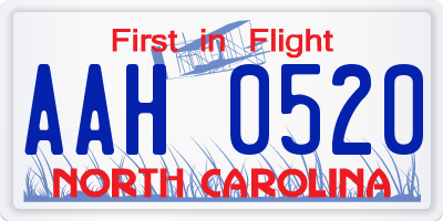 NC license plate AAH0520