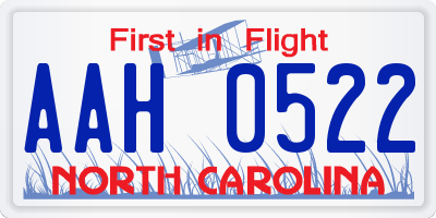 NC license plate AAH0522