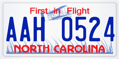 NC license plate AAH0524
