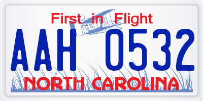 NC license plate AAH0532
