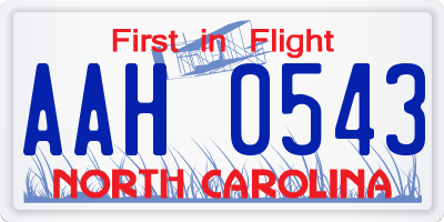 NC license plate AAH0543
