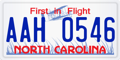 NC license plate AAH0546