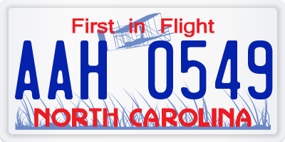 NC license plate AAH0549