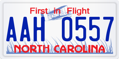 NC license plate AAH0557