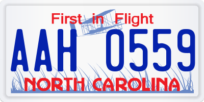 NC license plate AAH0559