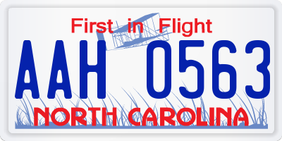 NC license plate AAH0563