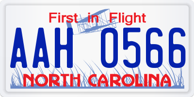 NC license plate AAH0566