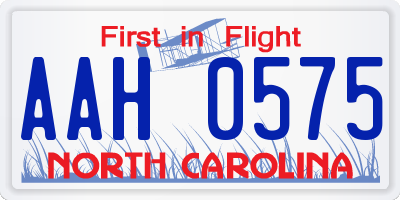 NC license plate AAH0575