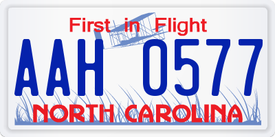 NC license plate AAH0577
