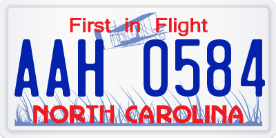 NC license plate AAH0584