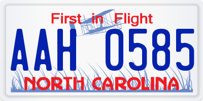 NC license plate AAH0585