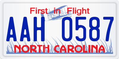 NC license plate AAH0587