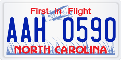 NC license plate AAH0590