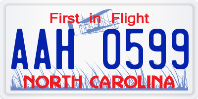 NC license plate AAH0599