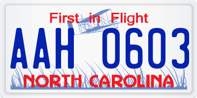 NC license plate AAH0603