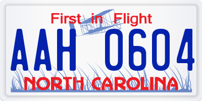 NC license plate AAH0604