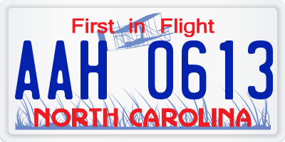 NC license plate AAH0613