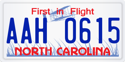 NC license plate AAH0615
