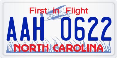 NC license plate AAH0622