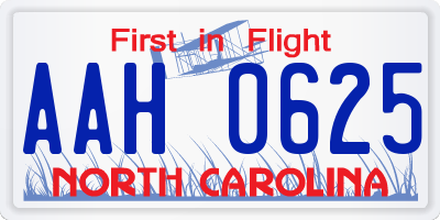 NC license plate AAH0625