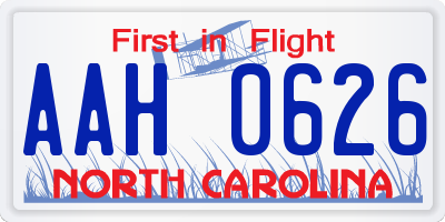 NC license plate AAH0626