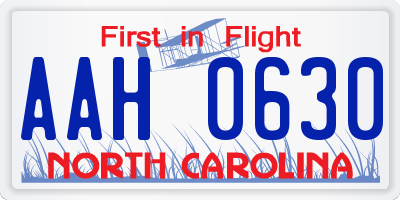 NC license plate AAH0630