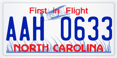 NC license plate AAH0633